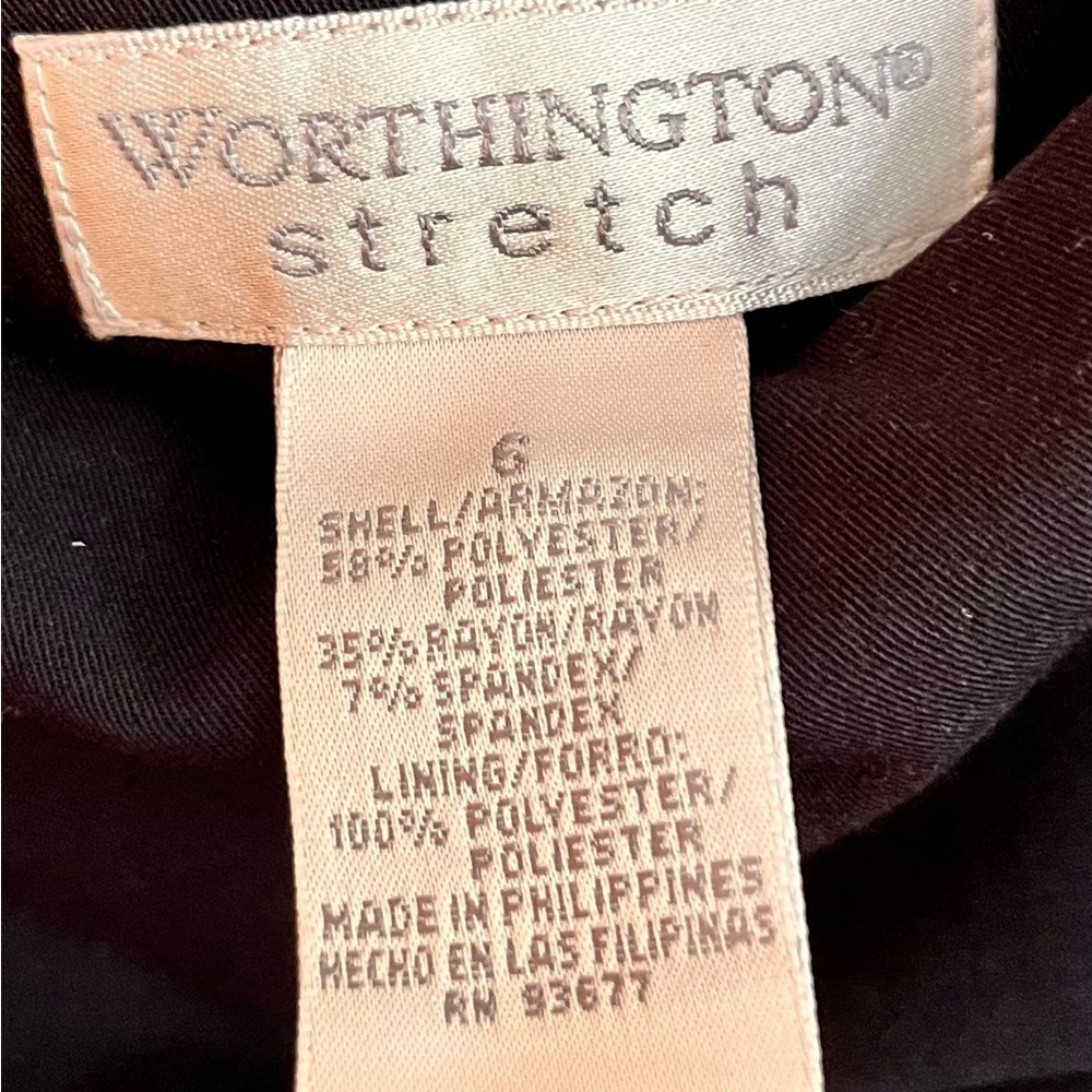 VTG 2000s Worthington Navy Blue Stretch Pencil Skirt 6 Lined Slit Pleated Y2K - Picture 6 of 13